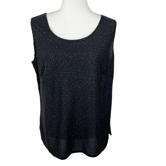 Ample Togs 2 Piece Cardigan Tank Top Set Women Extra Large Black Sparkly Shiny - Picture 2 of 16